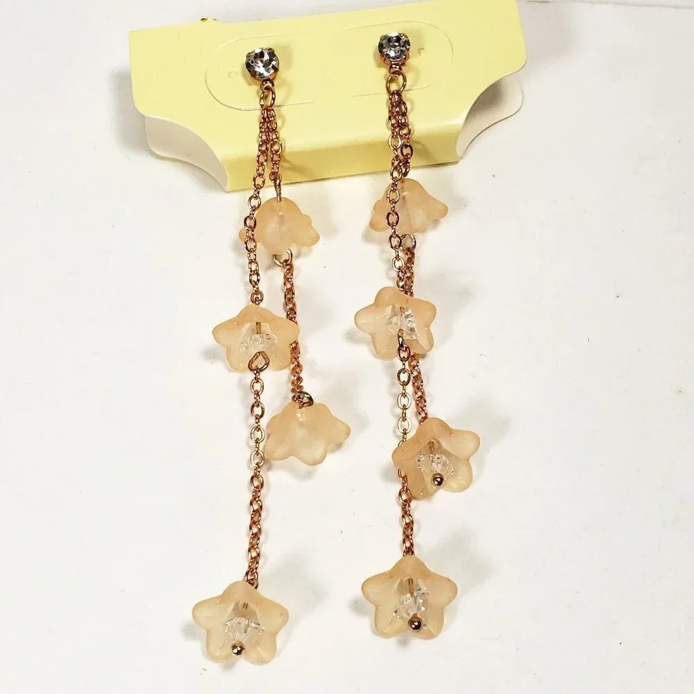 Rose Gold tone & Cream color Flower Crystal 3.5